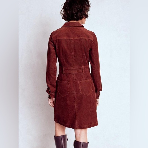 Boden Brown Amanda Cotton Cord Short Dress Women’s 6 Petite Utility Casual - Picture 2 of 13